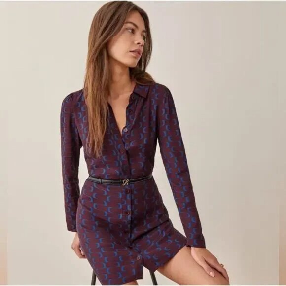 Reformation Retro Print Hugh Shirt Dress - Picture 3 of 16
